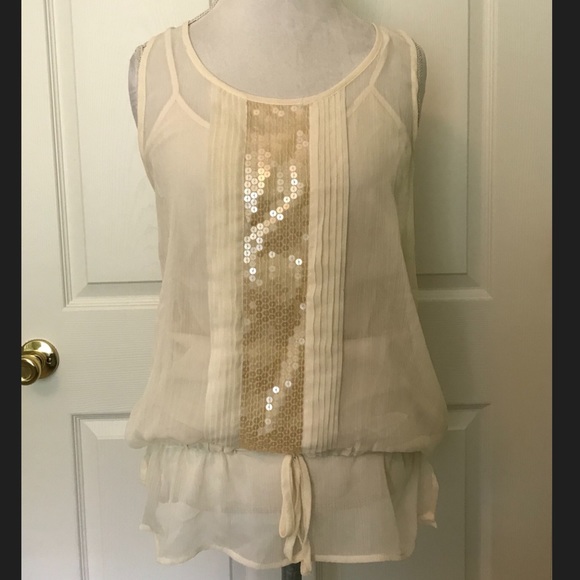 Apt. 9 Tops - Apt.9 Cream Top w/Sequins on Front